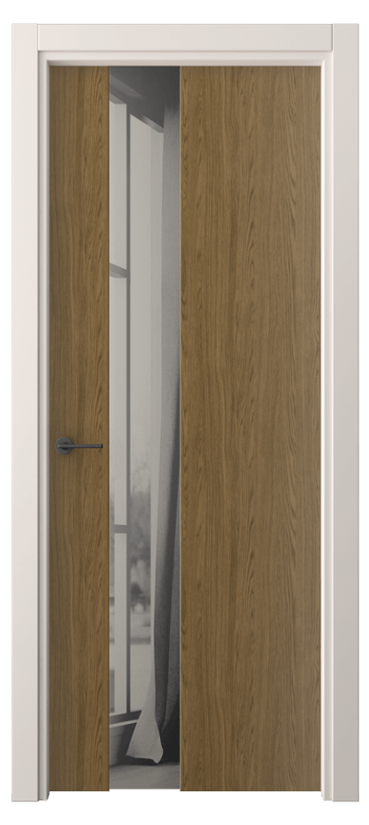 Межкомнатная дверь Фридом 4224 Торфяной дуб Двустороннее серое зеркало, триплекс Цена 36539 ₽ | Volhovec