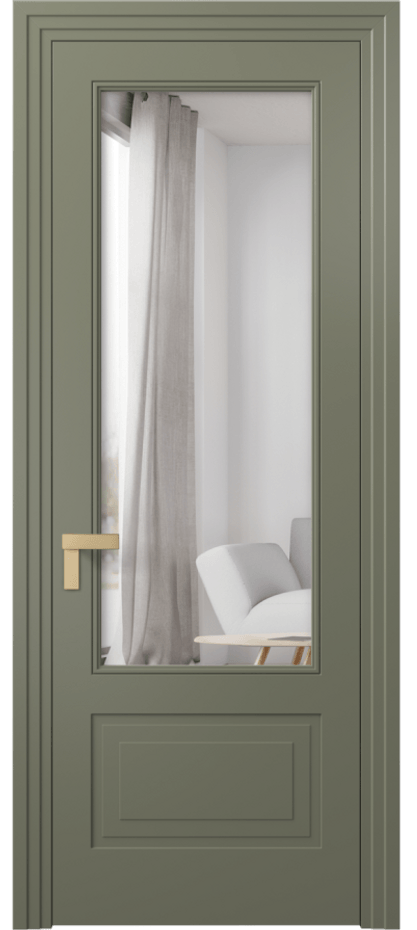 Межкомнатная дверь Рокка 8342 Матовый оливковый тёмный Двустороннее зеркало, триплекс Цена 84899 ₽ | Volhovec