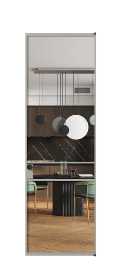 Алюминиевая дверь АЛПЛ040.02 Алюминий нейтральный серый Прозрачное стекло "Кристал Вижн", калёное Цена 130370  | Volhovec