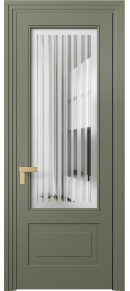 Межкомнатная дверь Рокка 8342 Матовый оливковый тёмный Сатинированное с гравировкой "Каннелюры", триплекс Цена 91899 ₽ | Volhovec