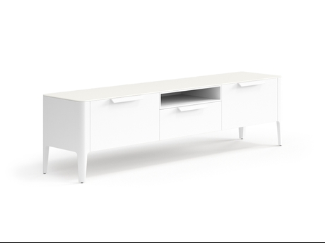 Мебель ТВ тумба Пьега. Цвет Матовый светло-серый. Материал Гладкая эмаль. Коллекция ТВ тумба Пьега. Картинка.