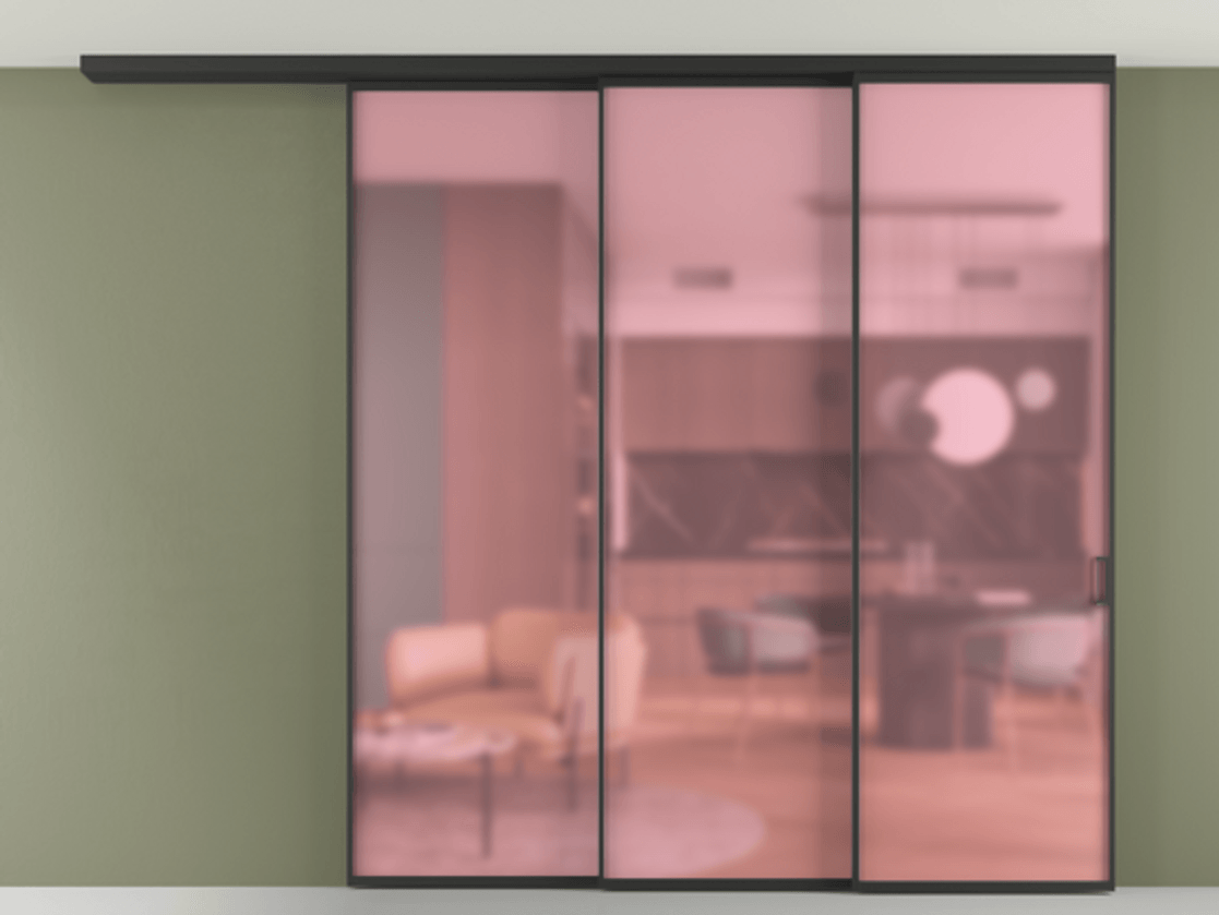 Перегородка Формато вдоль стены на потолок 3 створки с синхронным механизмом АЛПР 040.01 Алюминий Черный Сатинированное розовое стекло, триплекс. Скрытый короб ЧЕР Цена 363632 ₽ 1. Полотно 2 шт. (800/2100 мм)
2. Комплект установки раздвижной системы
3. Базовый комплект фурнитуры
4.Ручка Рондо. Фабрика дверей Волховец 8 (800) 551 43 19 Перегородка Формато вдоль стены на потолок 3 створки с синхронным механизмом АЛПР 040.01 Алюминий Черный Сатинированное розовое стекло, триплекс Цена 363632 ₽ | Volhovec