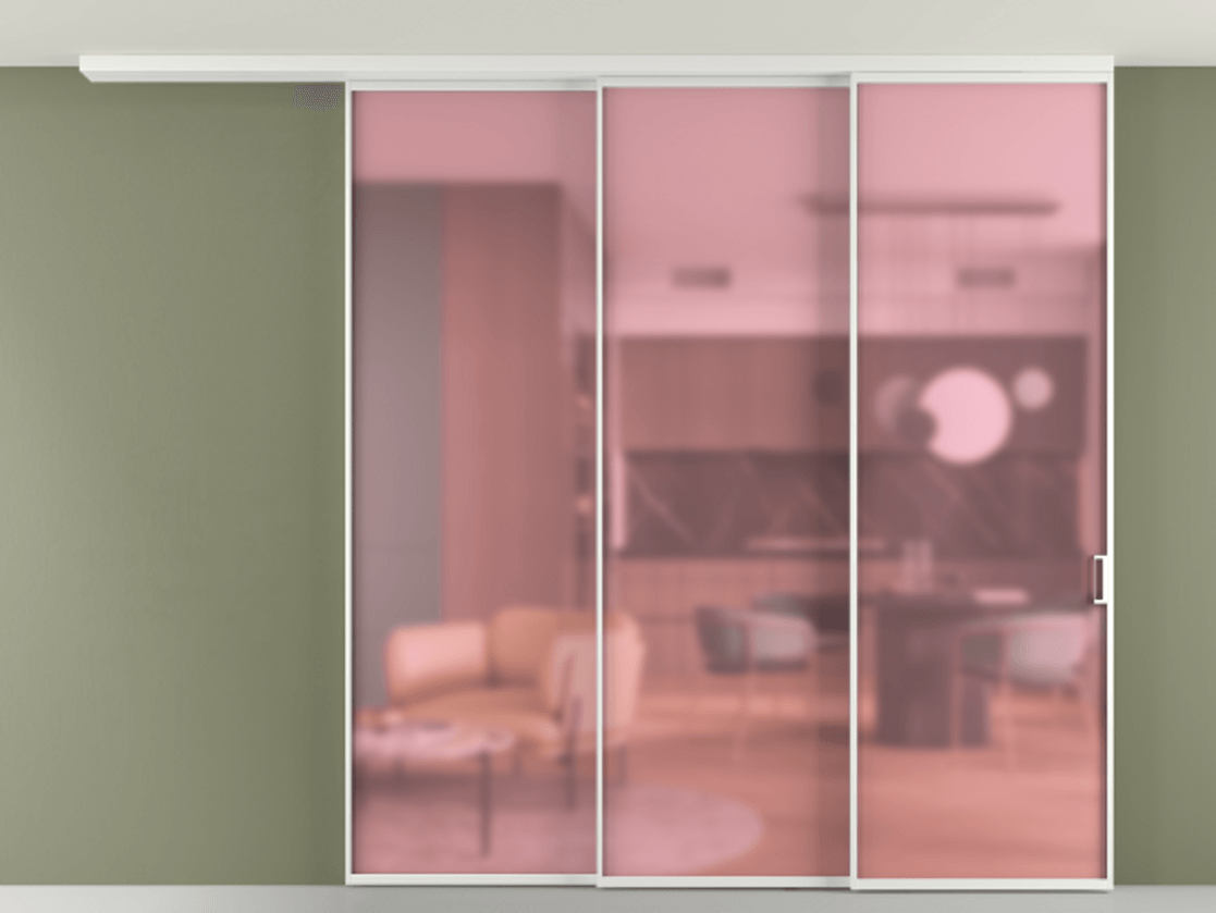 Перегородка Формато вдоль стены на потолок 3 створки с синхронным механизмом АЛПР 040.01 Алюминий белоснежный Сатинированное розовое стекло, триплекс. Цена 382108 ₽ 1. Полотно 2 шт. (800/2100 мм)
2. Комплект установки раздвижной системы
3. Базовый комплект фурнитуры
4.Ручка Рондо. Фабрика дверей Волховец 8 (800) 551 43 19 Перегородка Формато вдоль стены на потолок 3 створки с синхронным механизмом АЛПР 040.01 Алюминий белоснежный Сатинированное розовое стекло, триплекс Цена 382108 ₽ | Volhovec