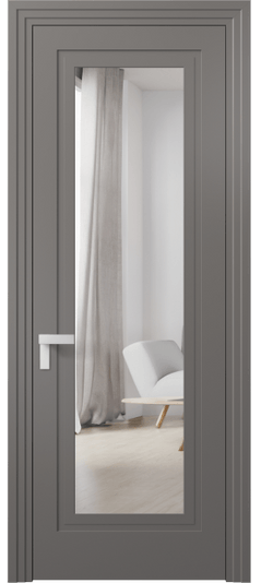 Дверь межкомнатная 8303 МКЛС Зеркало с одной стороны. Цвет Матовый классический серый. Материал Гладкая эмаль. Коллекция Рокка. Картинка.