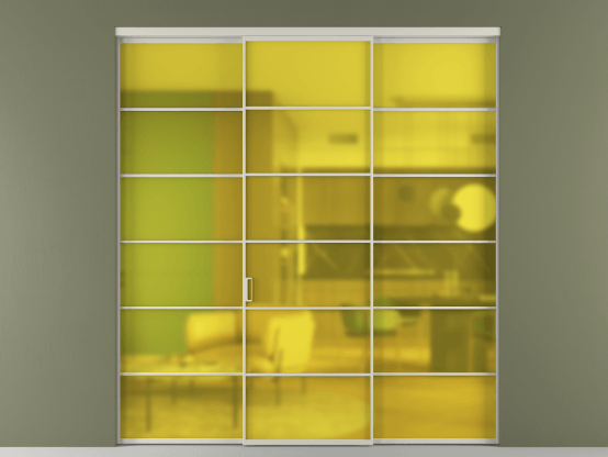 Алюминевая перегородка vn1+2_04_ Алюминий тёплый серый Сатинированное жёлтое стекло, триплекс, 6мм. Цвет Алюминий тёплый серый. Материал Алюминий в эмали. Коллекция Перегородка Формато внутри проёма 3 створки. Фото. Алюминевая перегородка vn1+2_04_ Алюминий тёплый серый Сатинированное жёлтое стекло, триплекс, 6мм. Цвет Алюминий тёплый серый. Материал Алюминий в эмали. Коллекция Перегородка Формато внутри проёма 3 створки. Картинка.