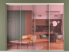 Перегородка Формато внутри проёма 4 створки с синхронным механизмом